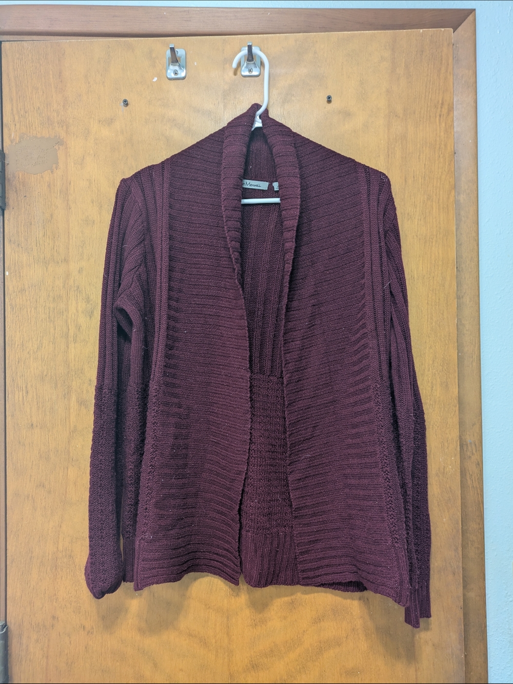 Cozy Shawl Collar Open-Front Cardigan Sweater - Burgundy